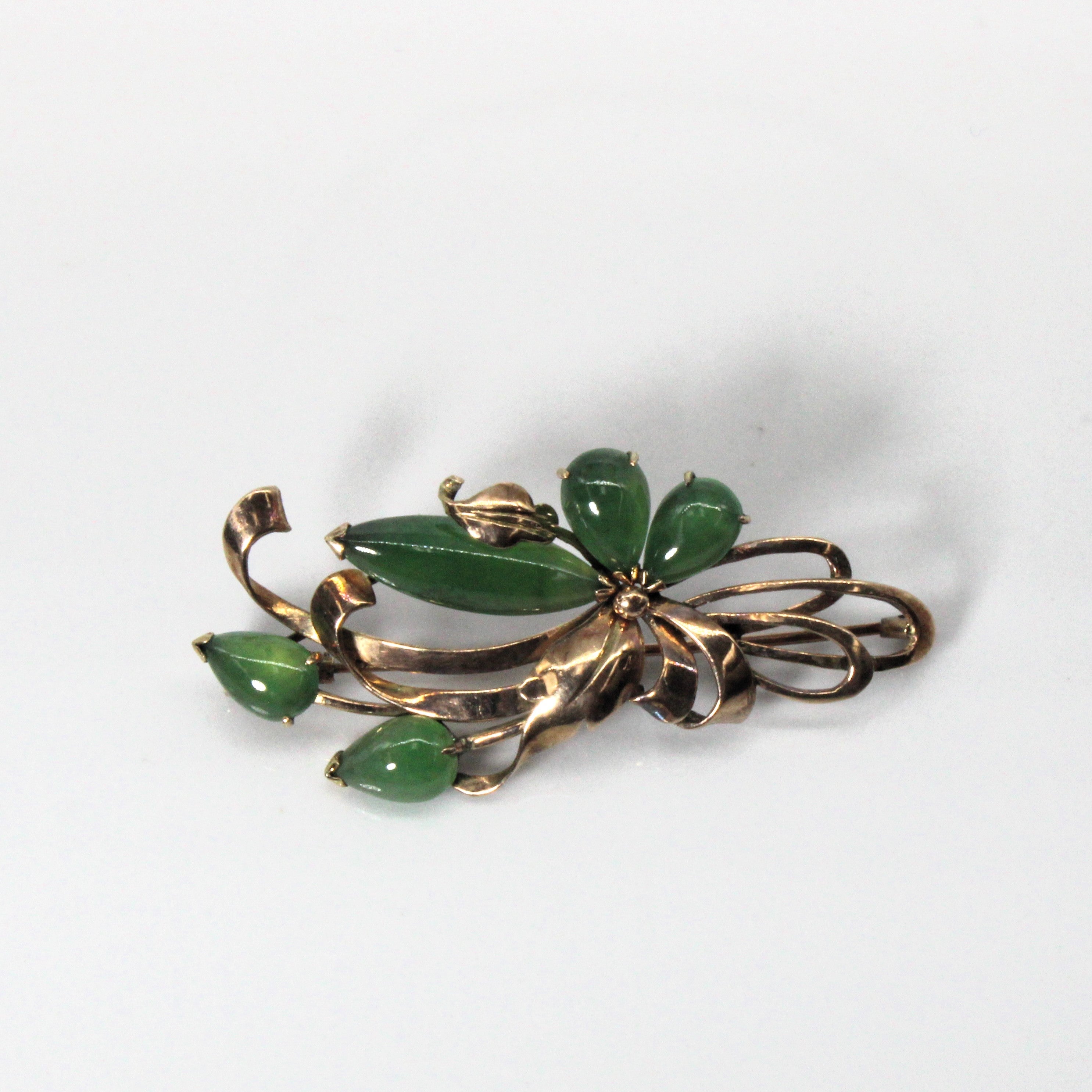 Nephrite Vintage 14K Brooch | 4.5cwt