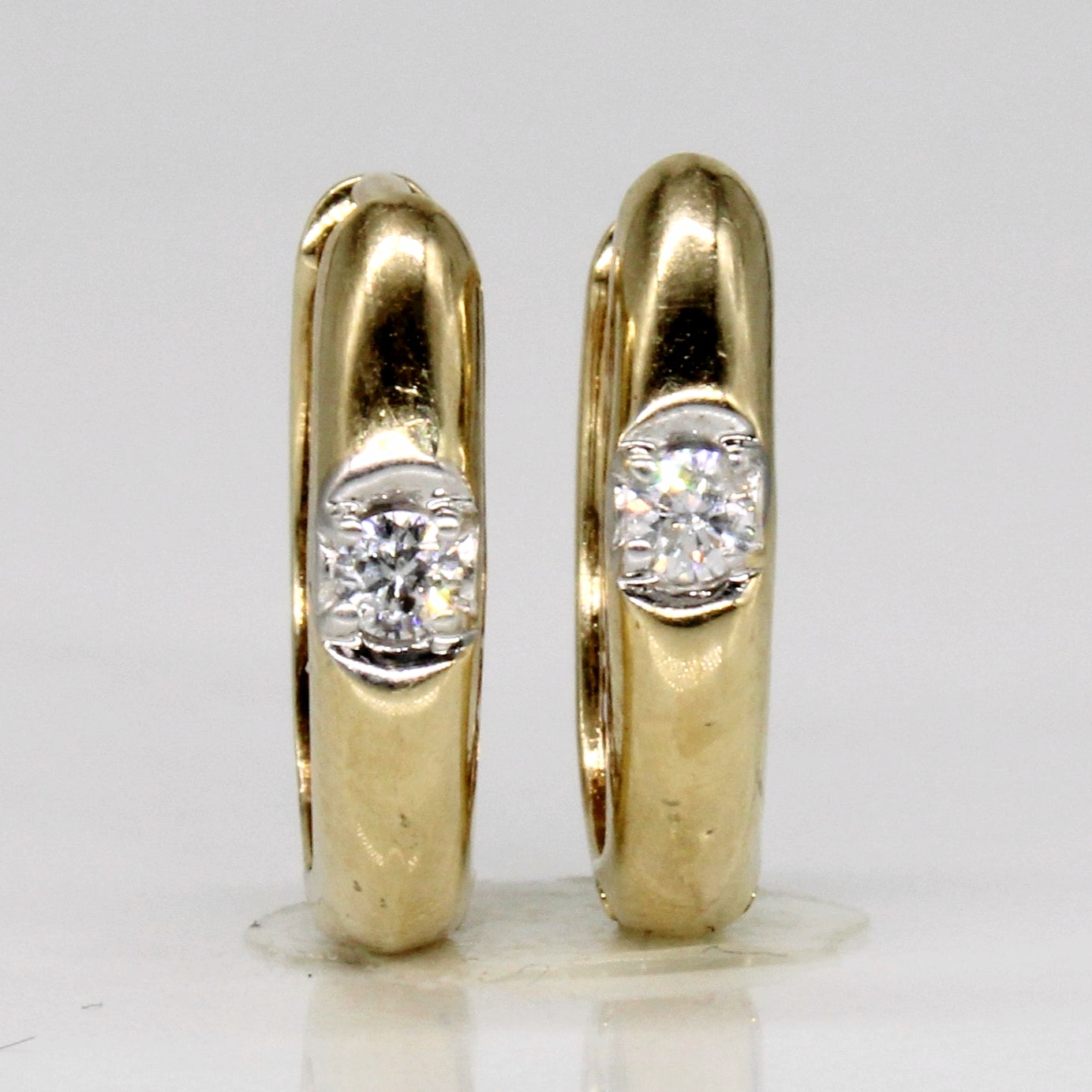 10k Yellow Gold Diamond Hoop Earrings | 0.10ctw |