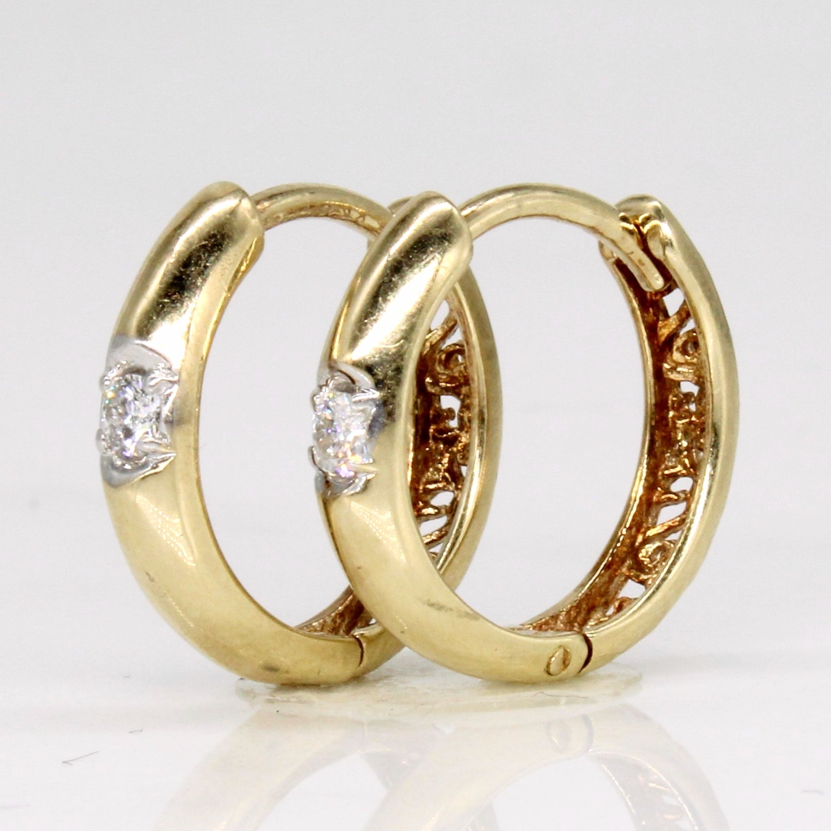 10k Yellow Gold Diamond Hoop Earrings | 0.10ctw |