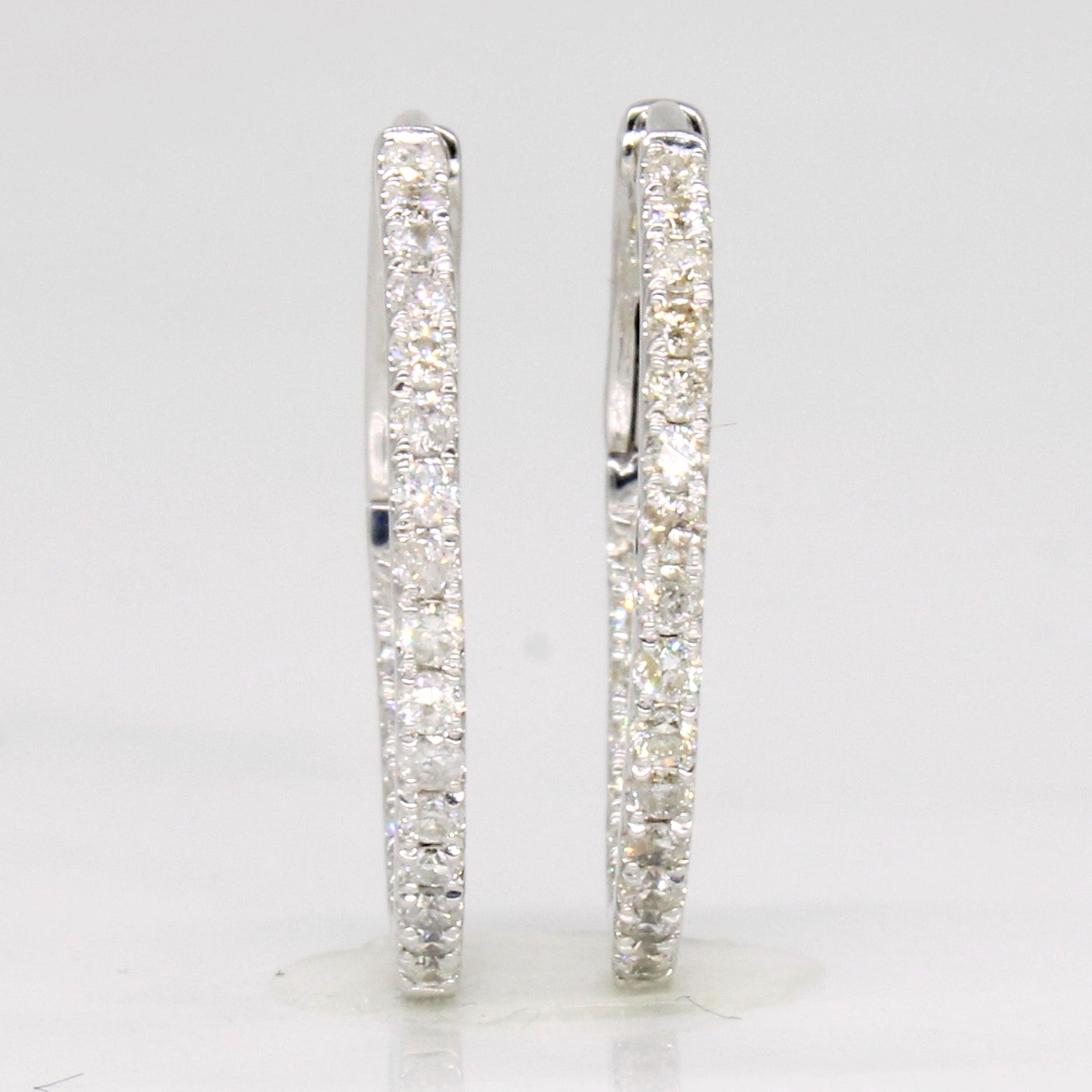 18k White Gold Diamond Hoop Earrings | 0.50ctw |