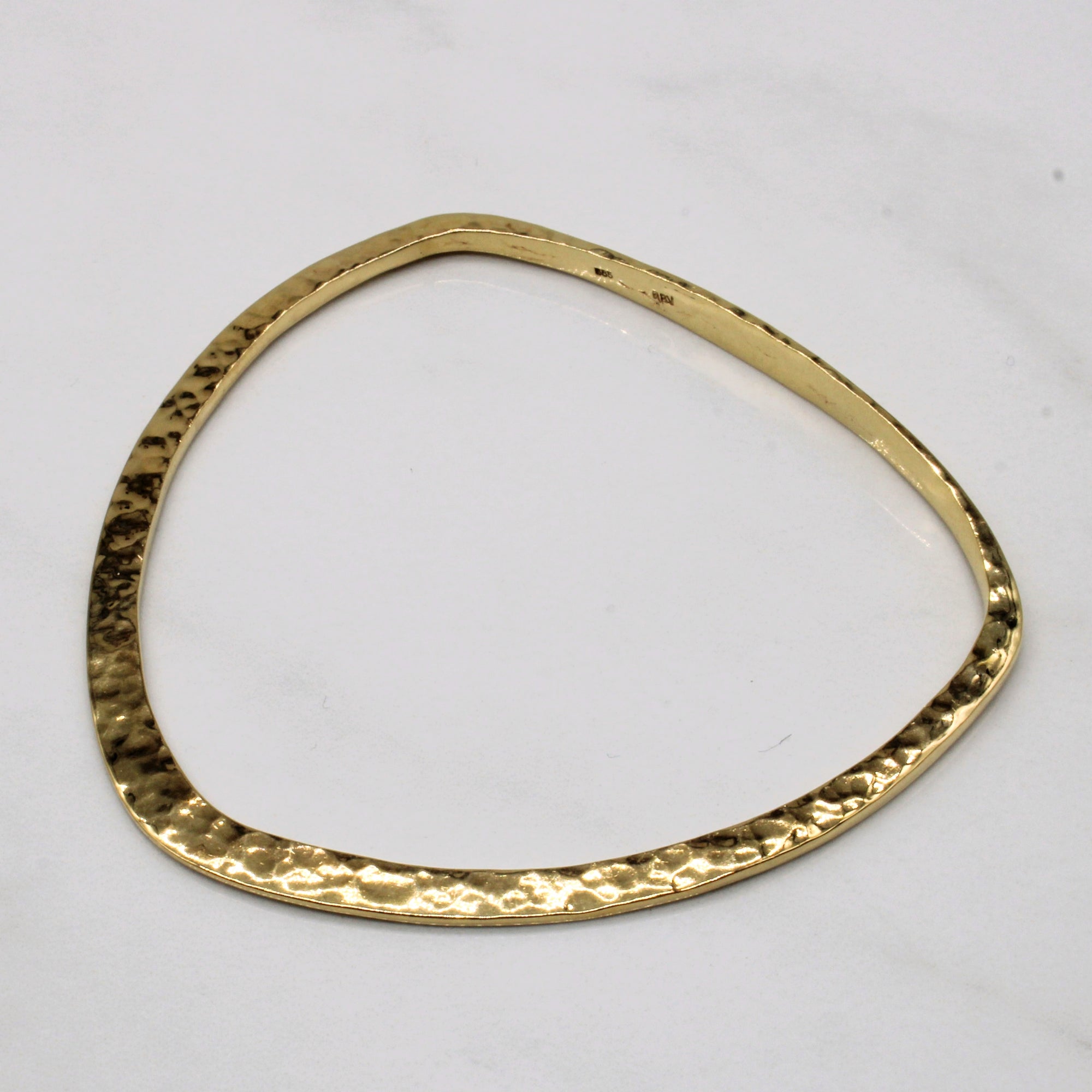 14k Yellow Gold Hammer Finish Bangle | 7.5