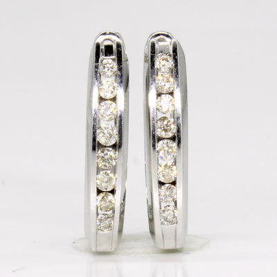 Channel Set Diamond Hoop Earrings | 0.32ctw |