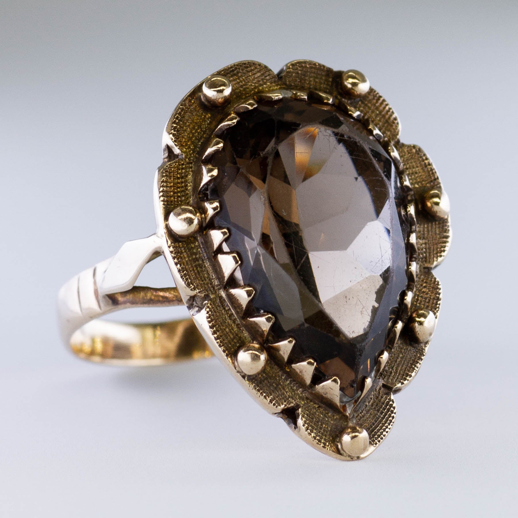 Darkened Halo Smoky Quartz Cocktail Ring | 10.0ct | SZ 9 |