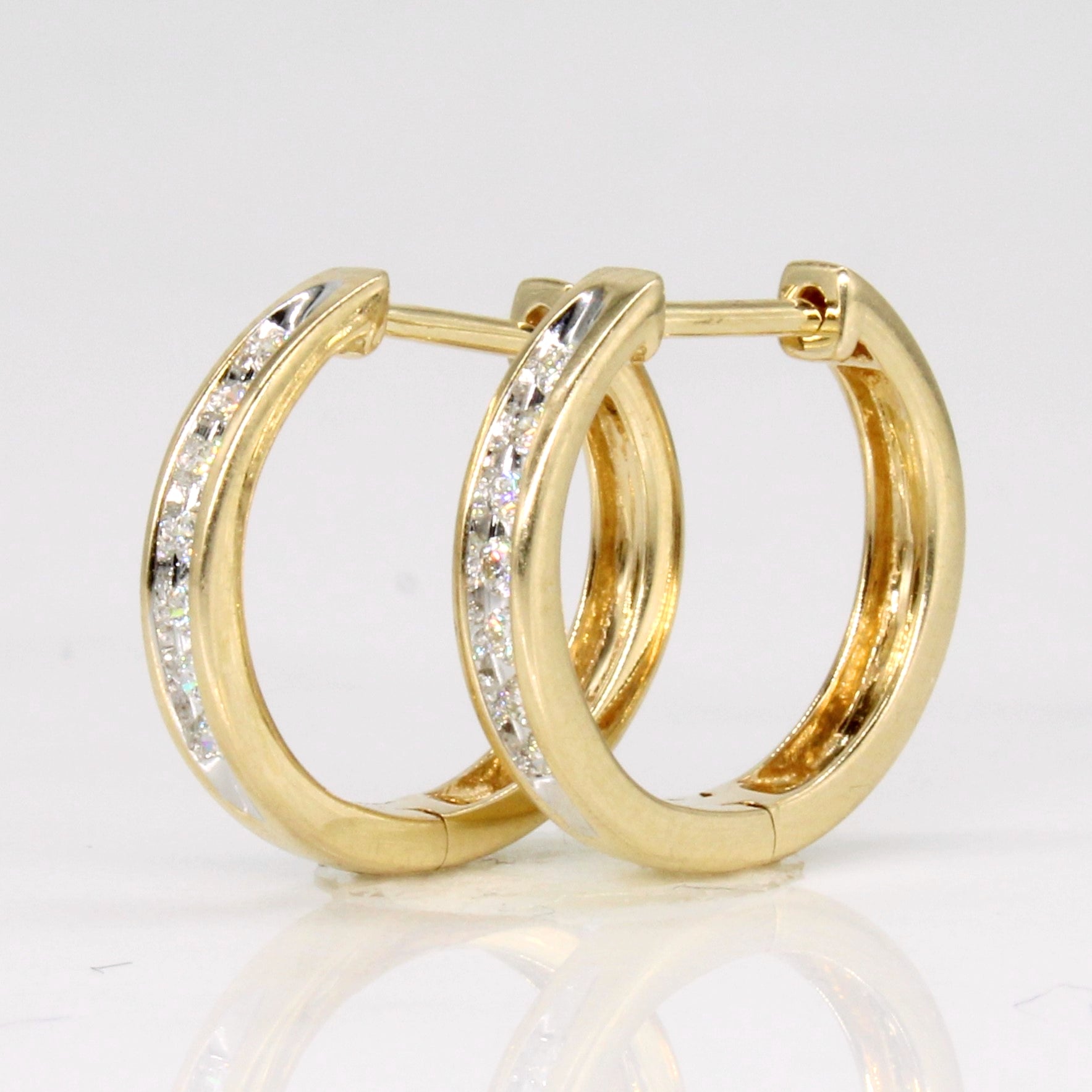 Boucles d'oreilles créoles serties de diamants en canal | 0,10 ct au total | 