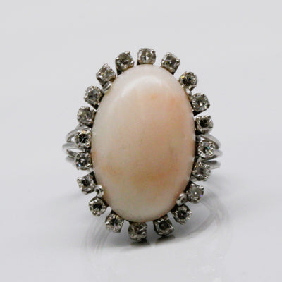 Coral & Diamond Cocktail Ring | 12.50ct | 0.60ctw | SZ 6.75 |