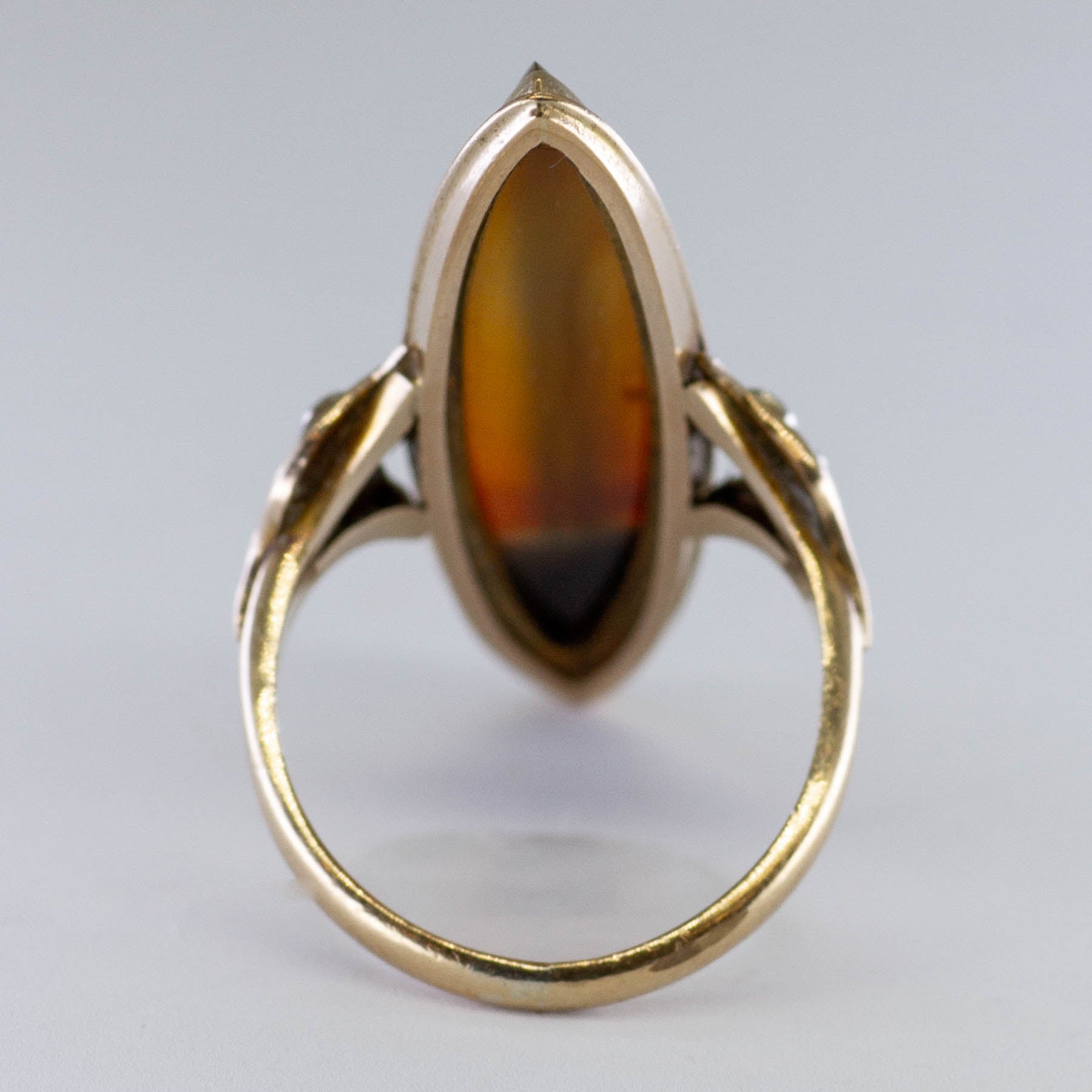 Agate & Diamond Navette Cocktail Ring | 7.50ct, 0.02ctw | SZ 5 |