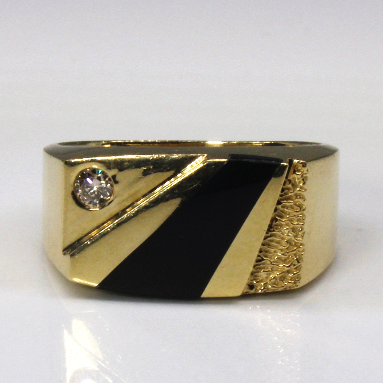 Diamond & Onyx Inlay Square Ring | 0.70ct | 0.10ct | SZ 8.5 |