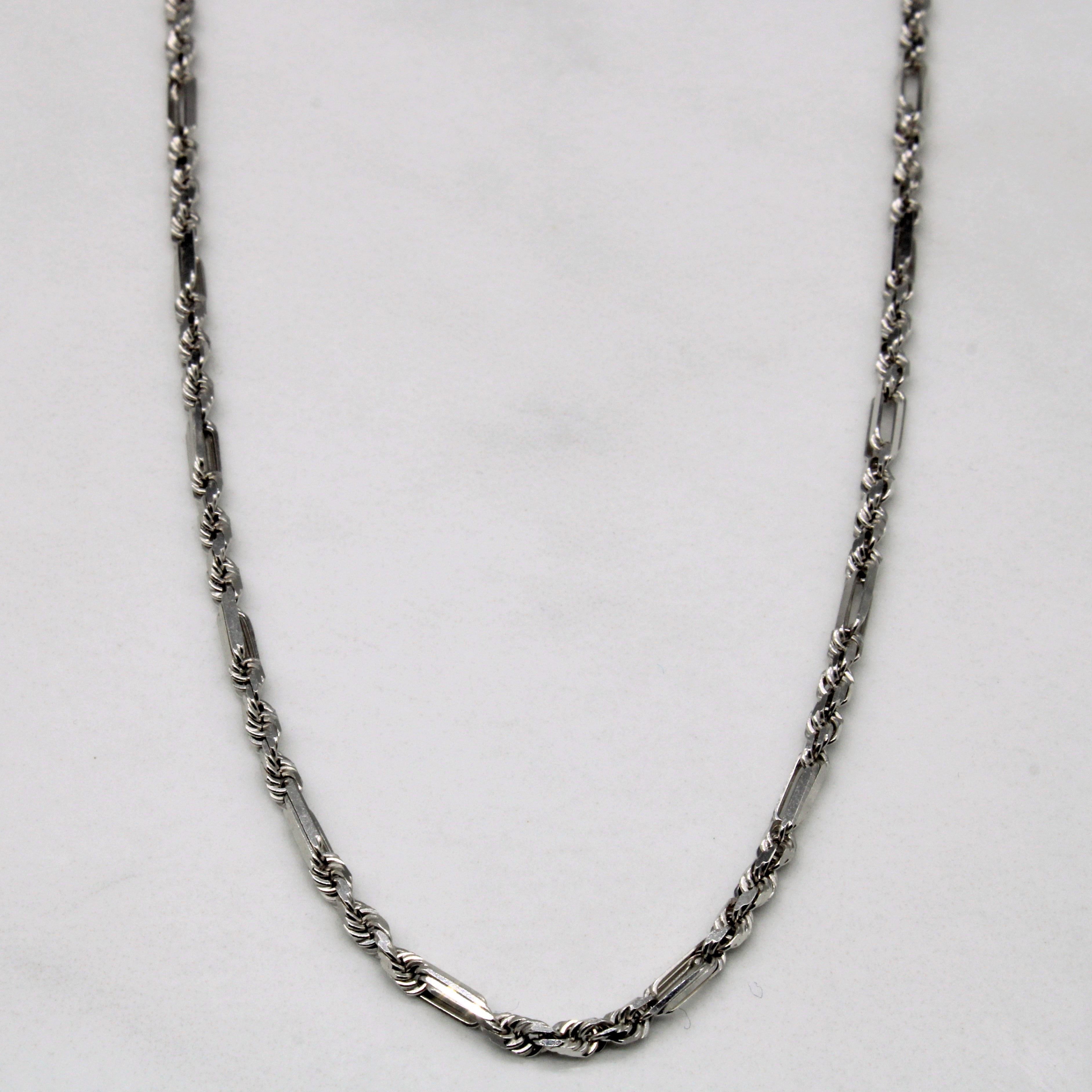 18k White Gold Mixed Link Chain | 20" |