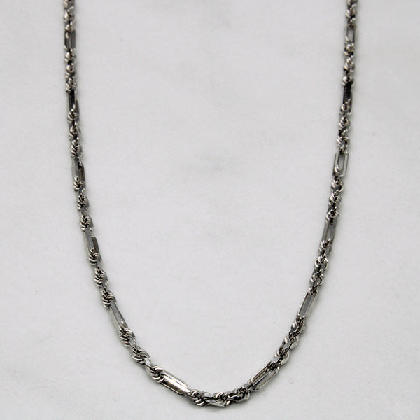 18k White Gold Mixed Link Chain | 20