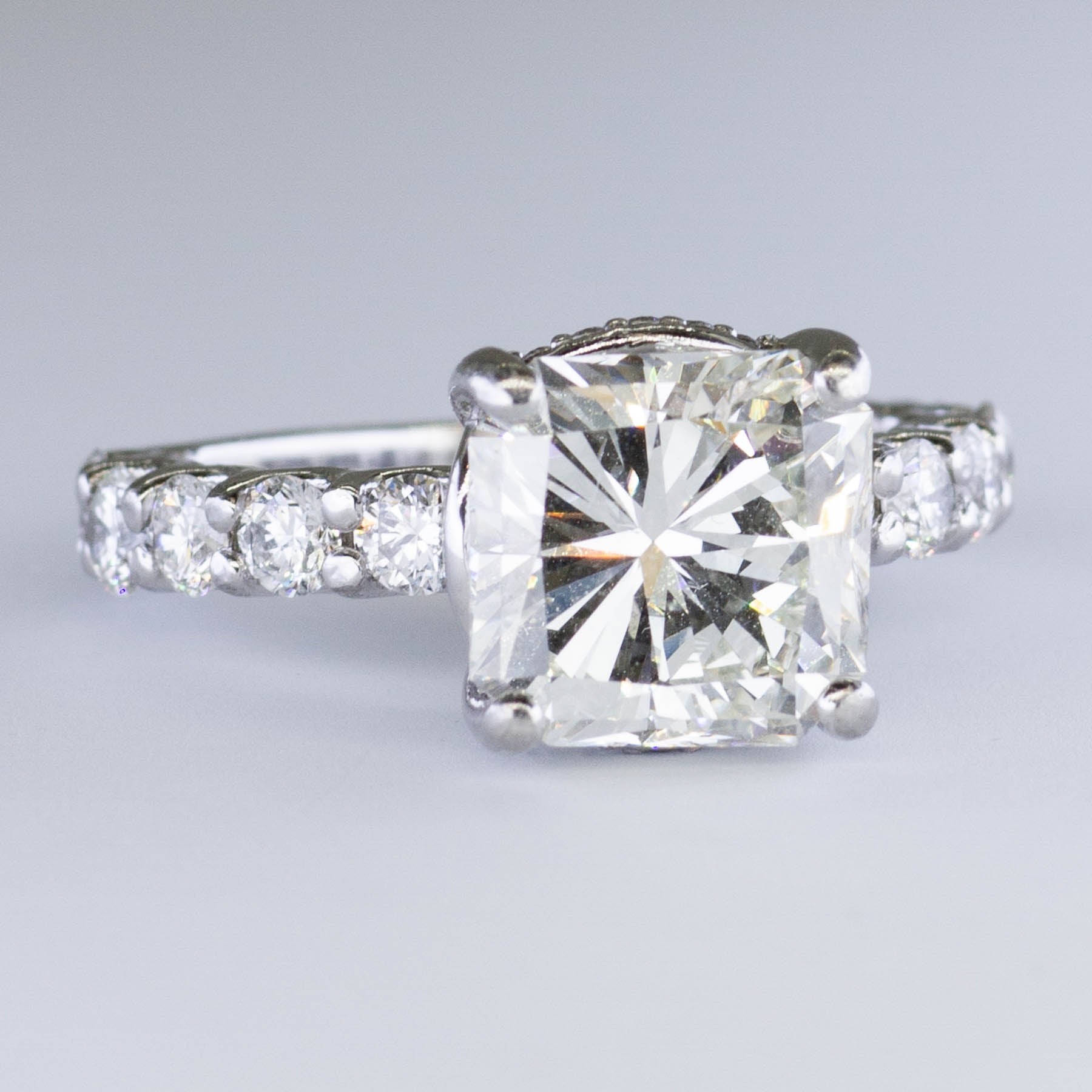 Radiant Diamond Shank Engagement Ring | 5.30ctw | SZ 6.75 |