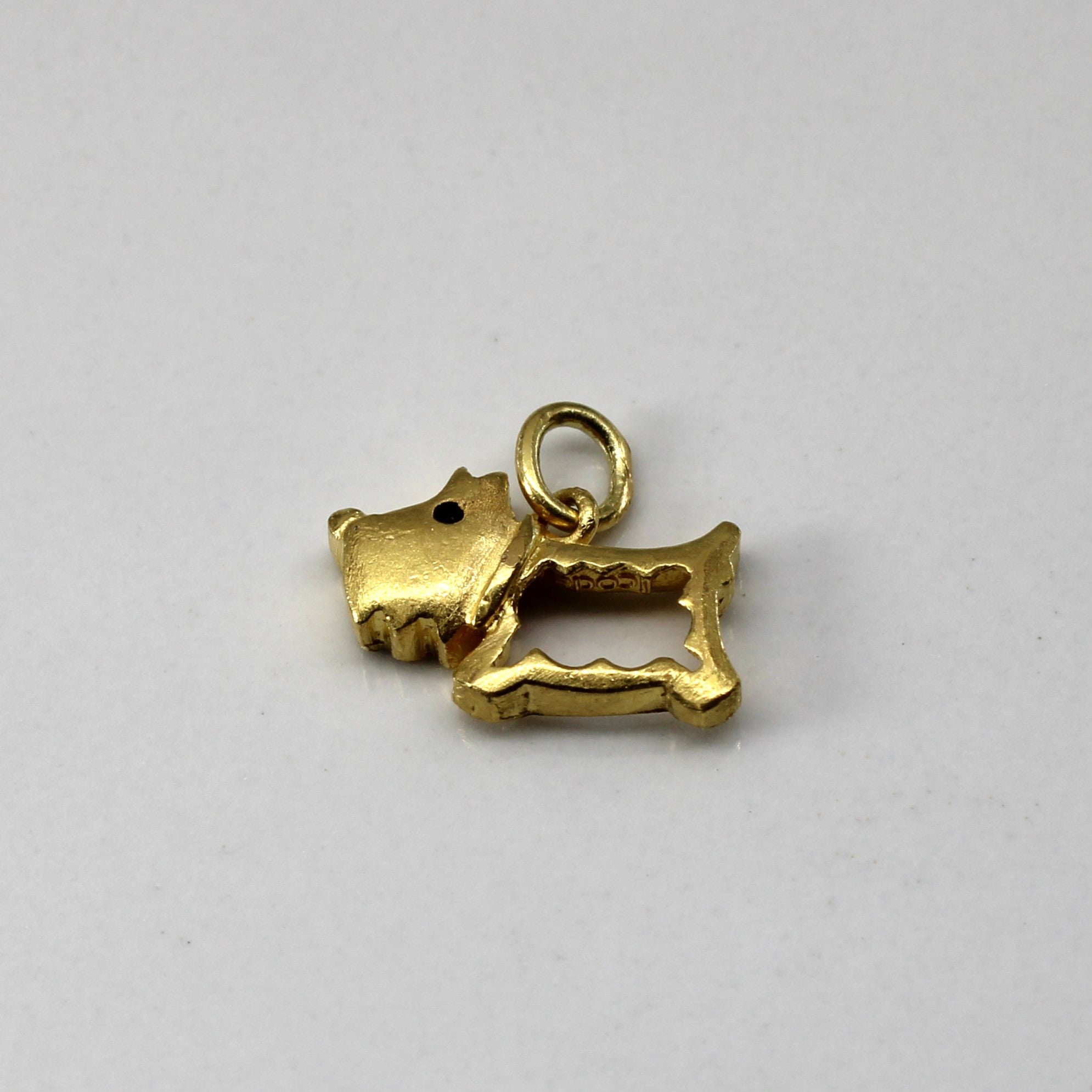 24k Yellow Gold Terrier Dog Pendant