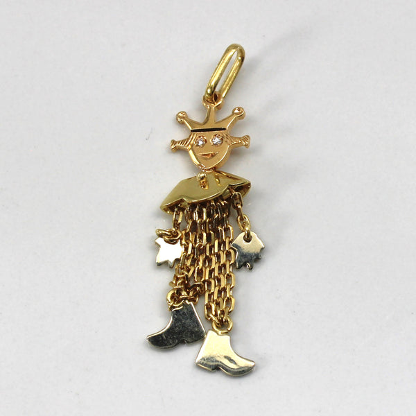 18k Yellow Gold Diamond Jester Pendant | 0.01ctw |