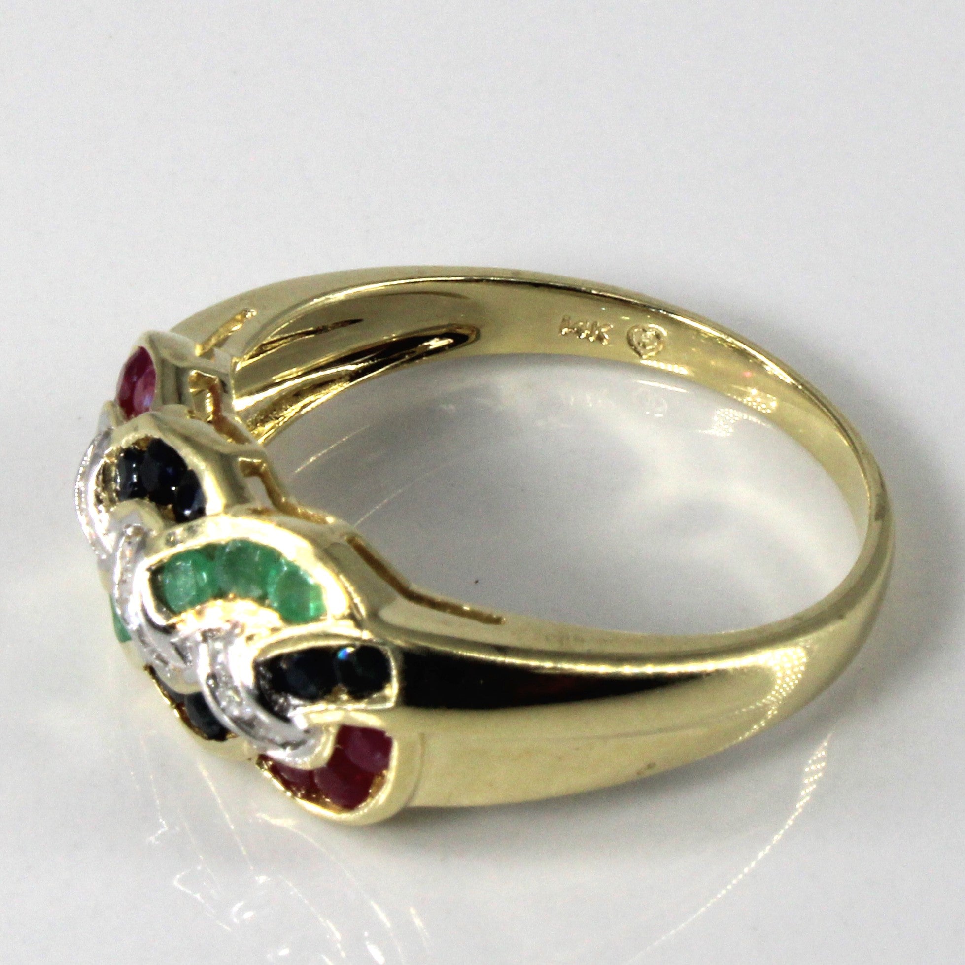 Braided Multi- Gemstone Gold Ring | 1.00ctw | 0.09ctw | SZ 11 |