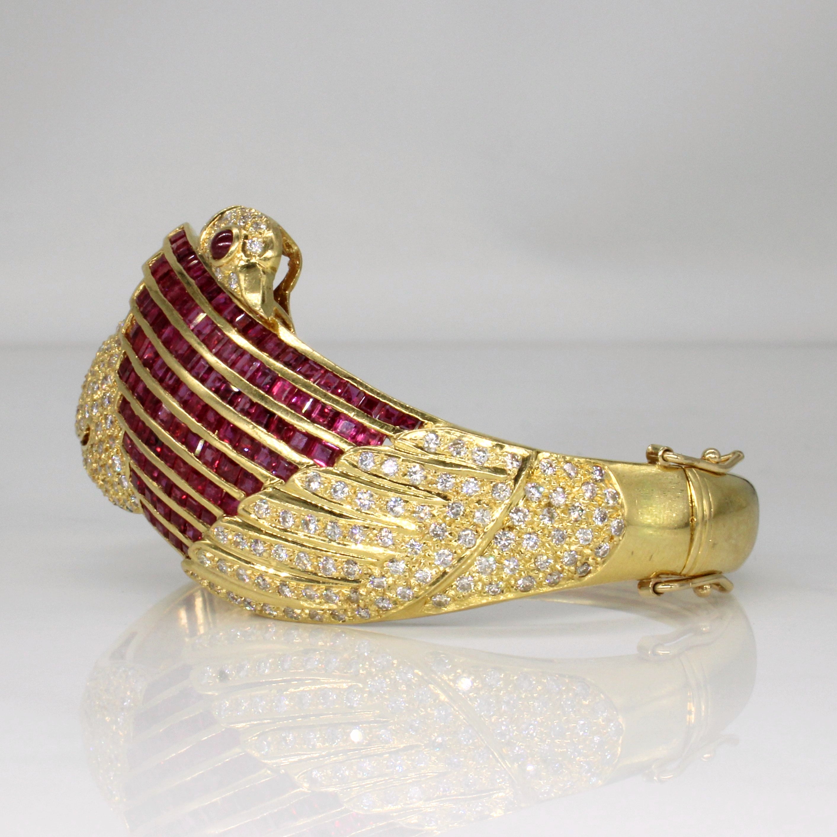 Ruby & Diamond Swan Bracelet | 9.10ctw, 2.50ctw | 7" |