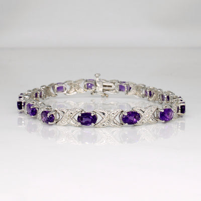 Amethyst & Diamond Bracelet | 5.40ctw, 0.08ctw | 7.25