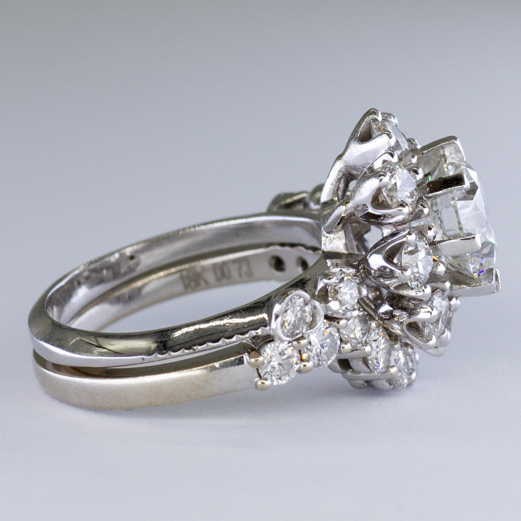 Canadian Diamond Halo Burst Wedding Set | 3.58ctw | VVS2 G Ex | SZ 5 |
