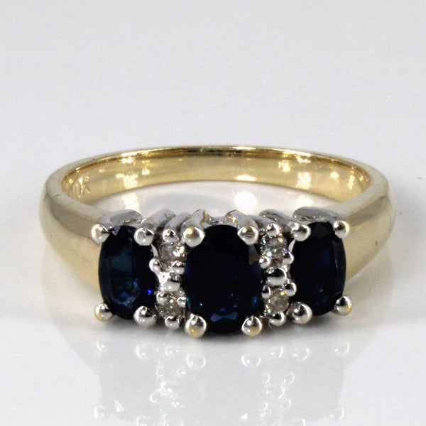 Three Stone Sapphire & Diamond Ring | 1.00ctw | 0.04ctw | SZ 6.75 |