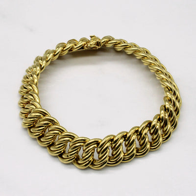 14k Yellow Gold Double Link Curb Bracelet | 8