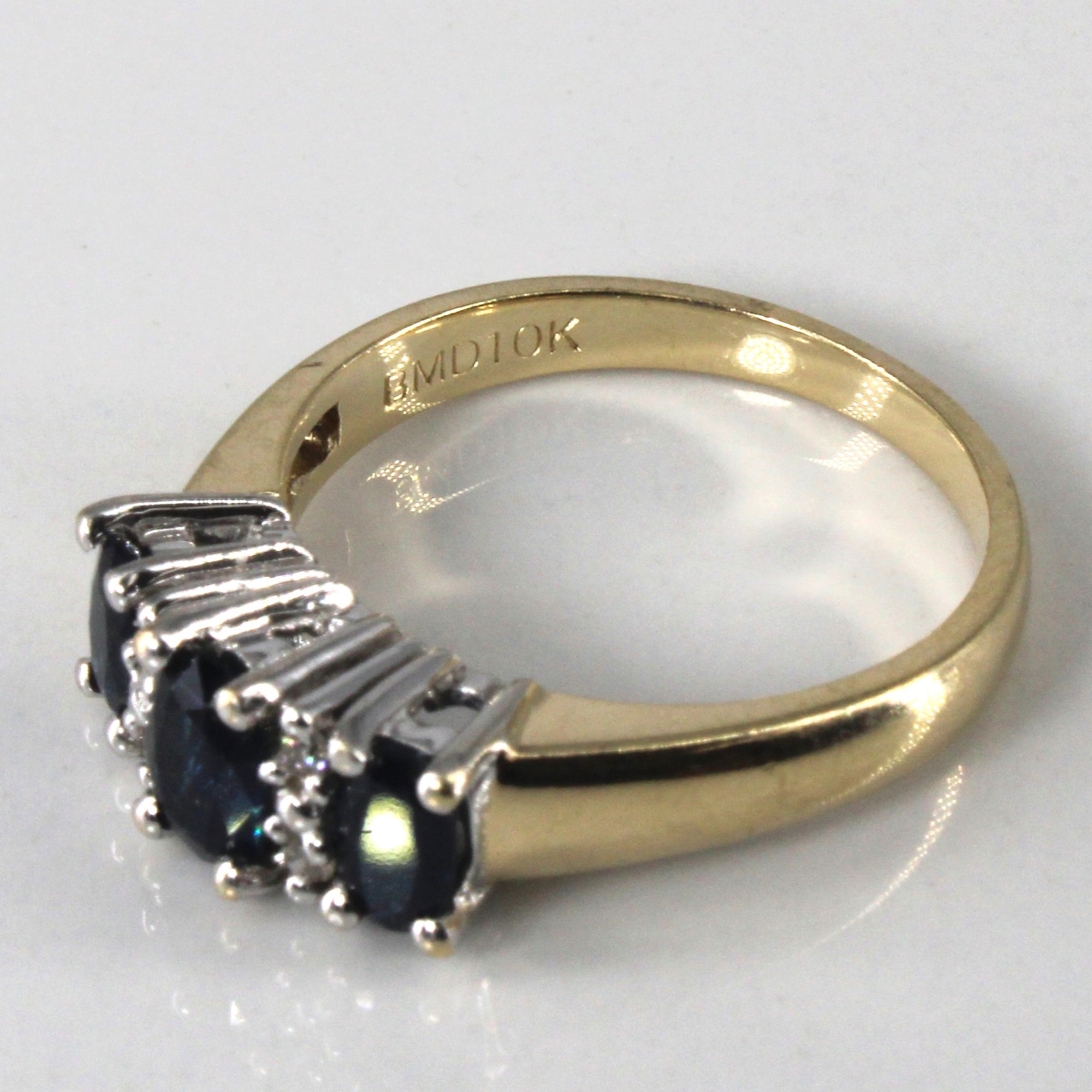 Three Stone Sapphire & Diamond Ring | 1.00ctw | 0.04ctw | SZ 6.75 |