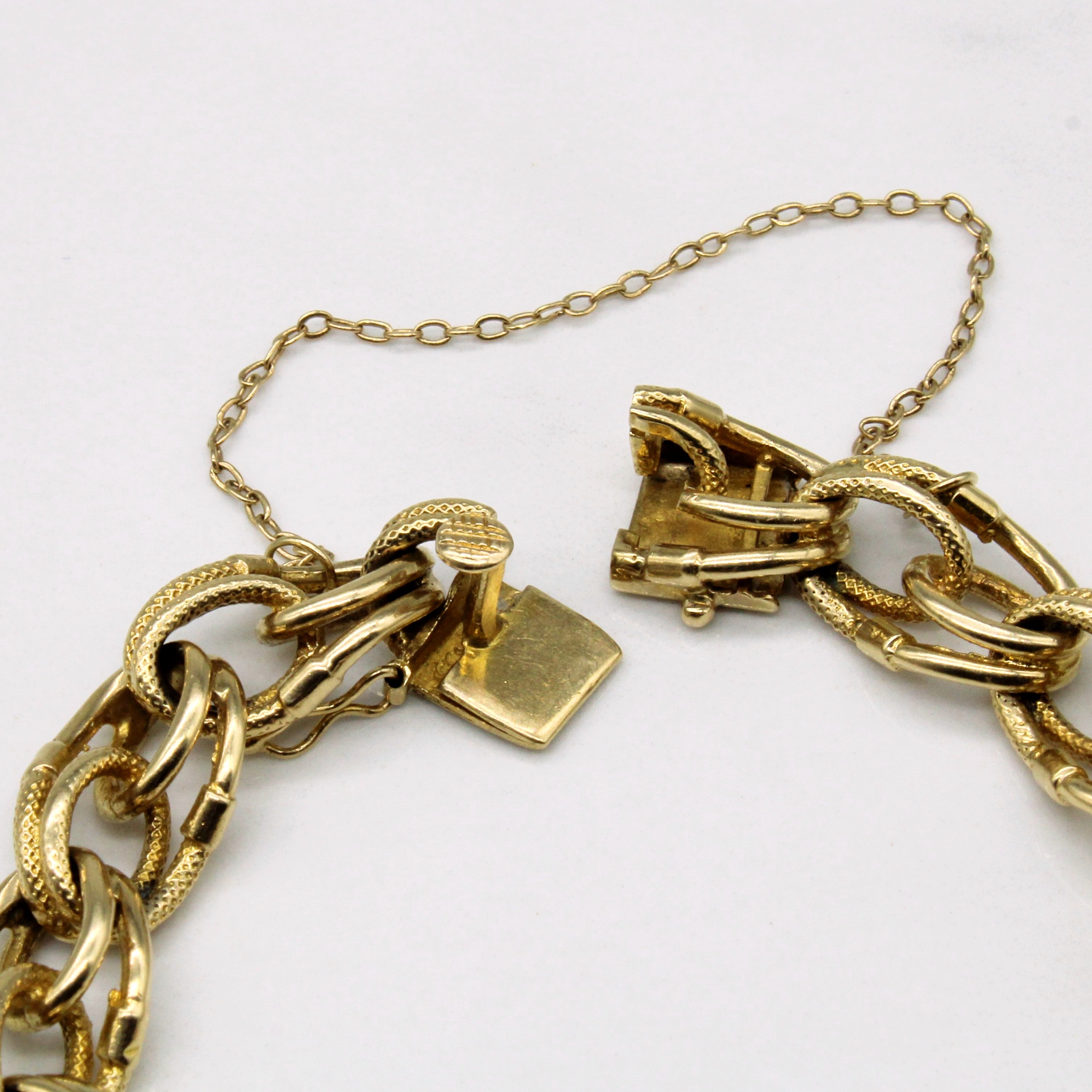 Bracelet à maillons fantaisie en or jaune 14 carats | 17,8 cm | 