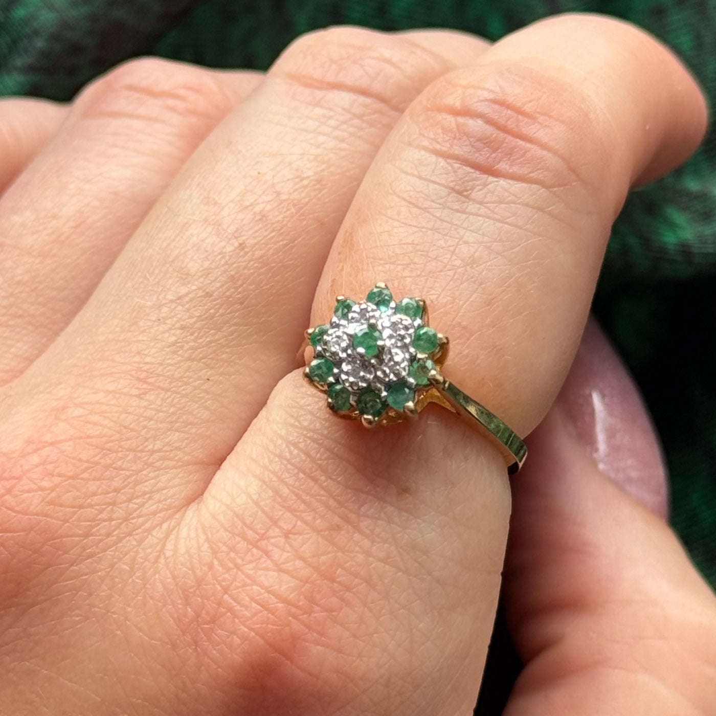 Emerald & Diamond Cocktail Ring | 0.20ctw, 0.02ctw | SZ 6 |