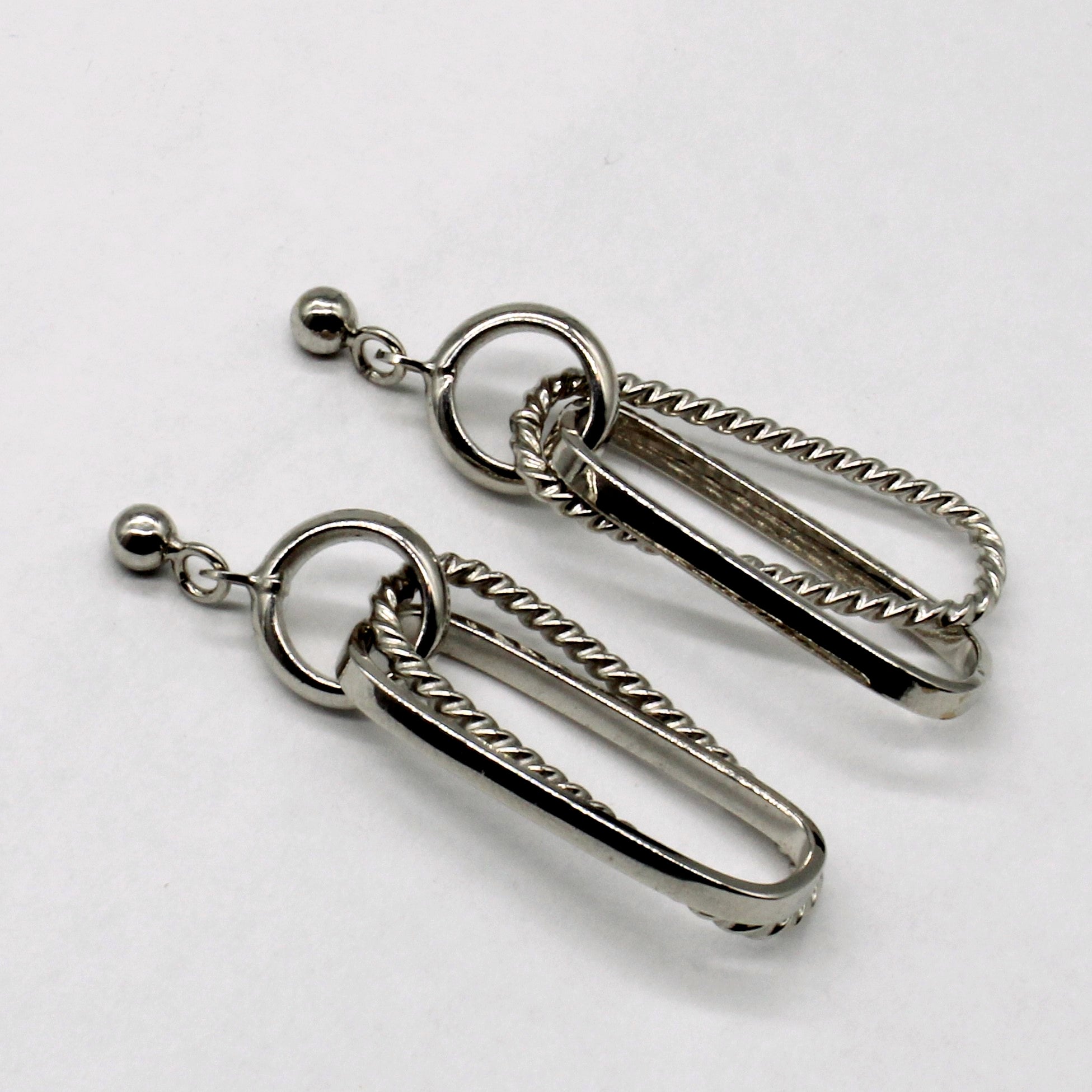 14k White Gold Drop Earrings