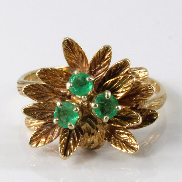 Floral Design Emerald Ring | 0.30ctw | SZ 8 |
