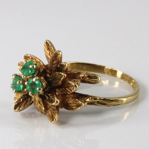 Floral Design Emerald Ring | 0.30ctw | SZ 8 |