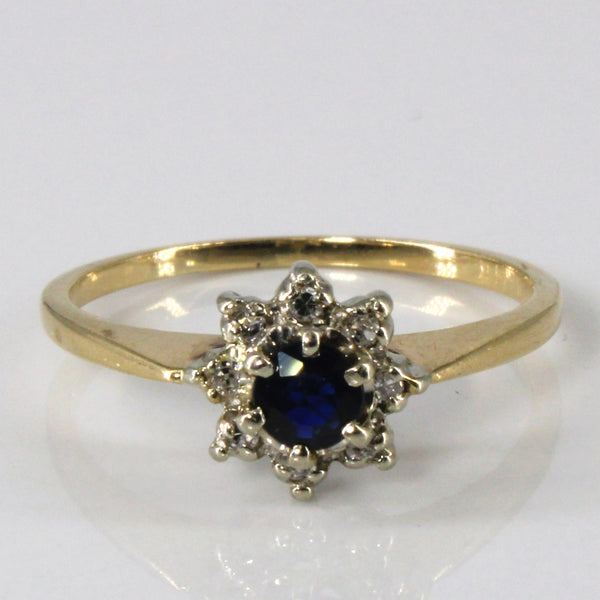 Sapphire & Diamond Halo Set Ring | 0.22ct | 0.06ctw | SZ 7 |