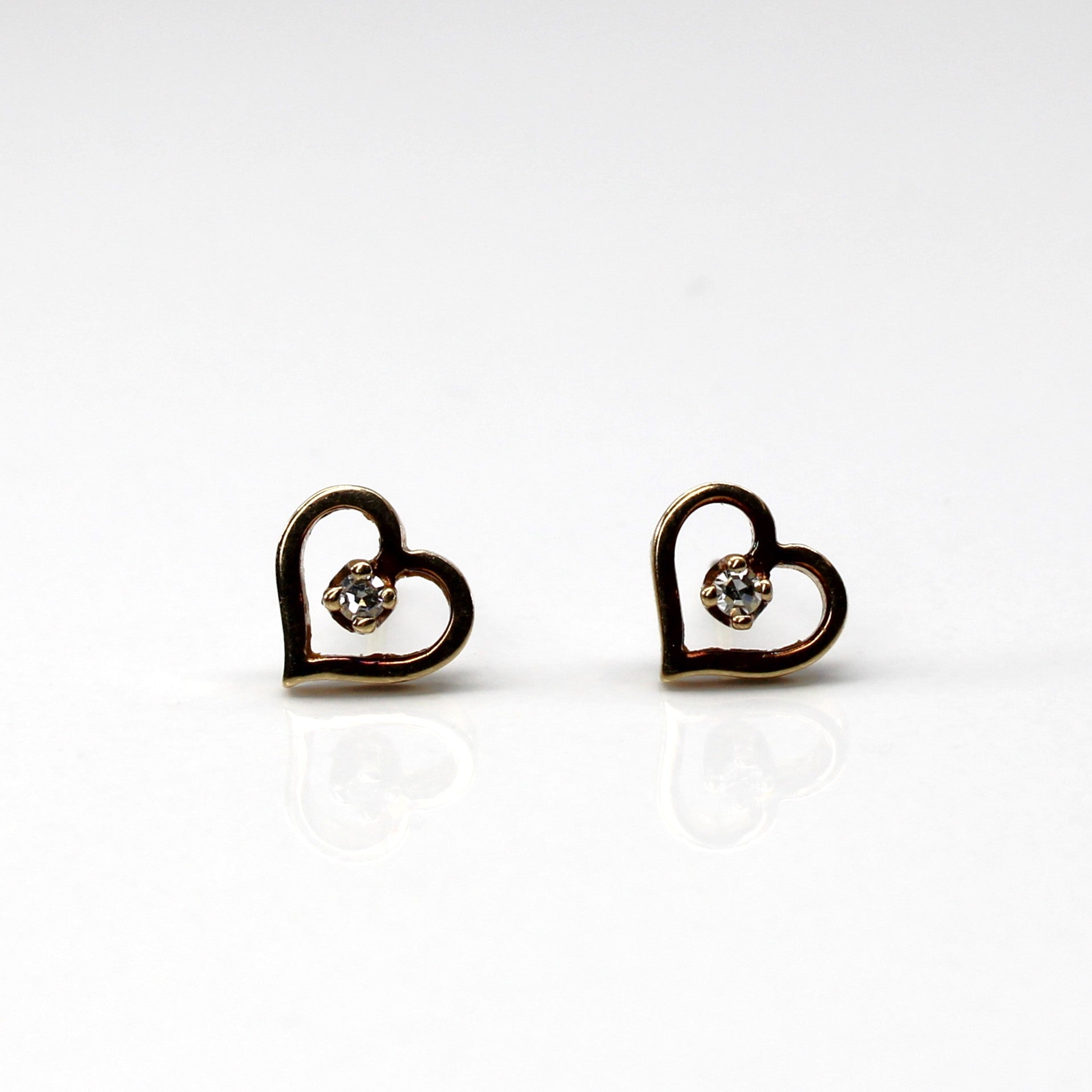 Diamond Heart Stud Earrings | 0.03ctw |