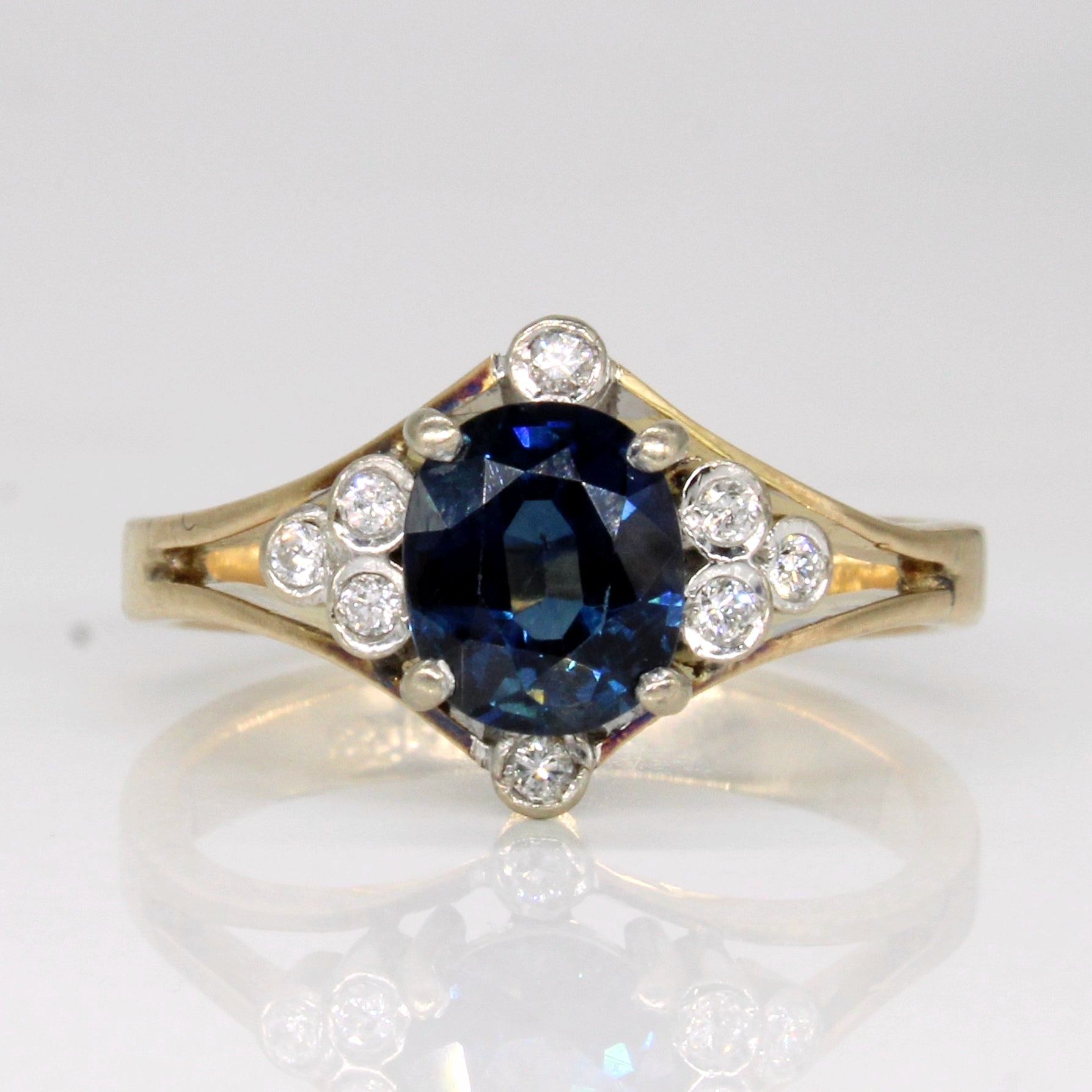 Sapphire & Diamond Cocktail Ring | 1.30ct, 0.12ctw | SZ 6.75 |