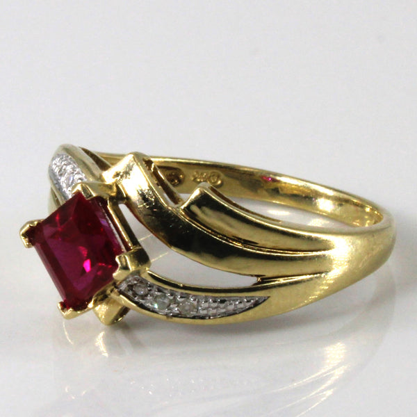 Bypass Synthetic Ruby & Diamond Ring | 0.90ct | 0.03ctw | SZ 7 |