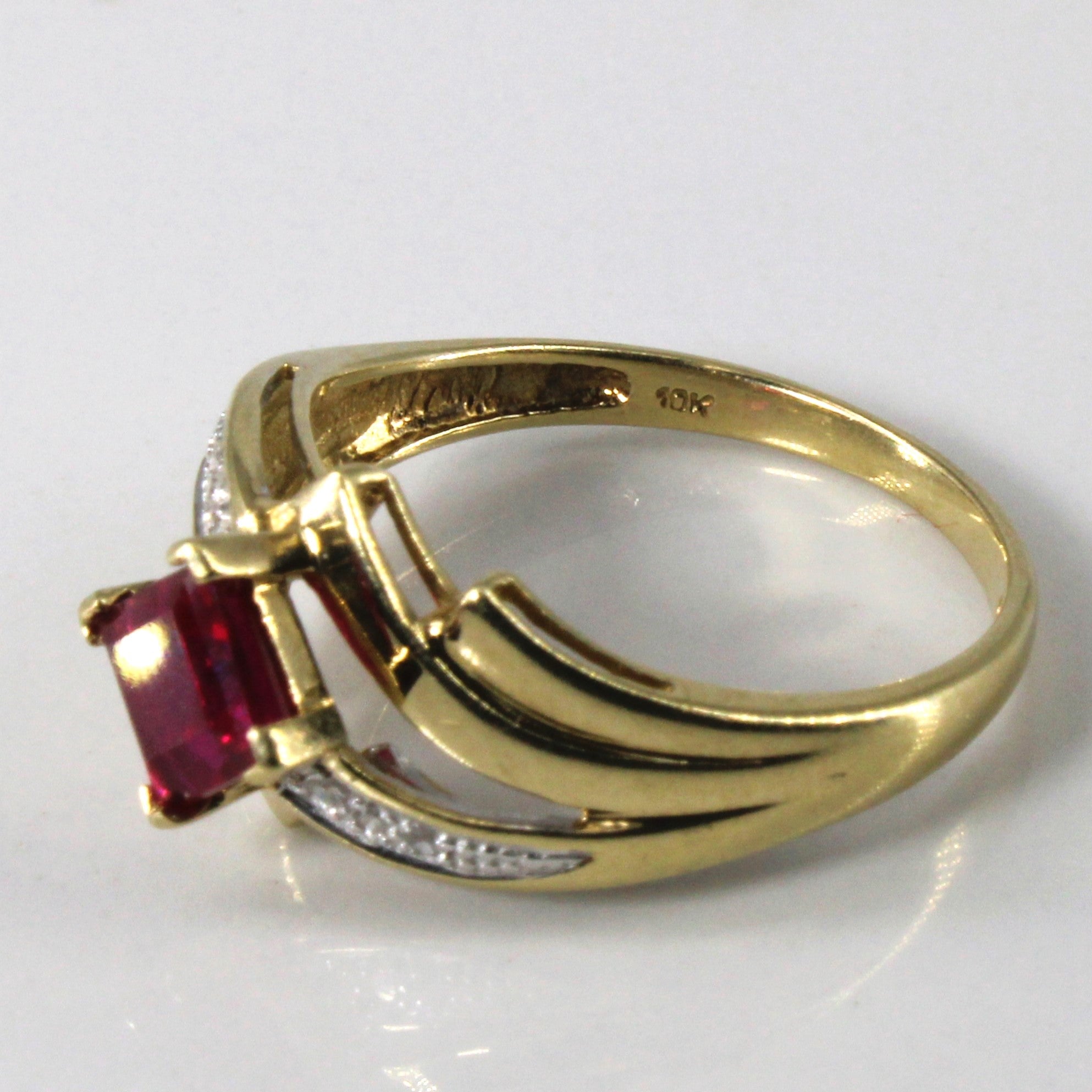 Bypass Synthetic Ruby & Diamond Ring | 0.90ct | 0.03ctw | SZ 7 |