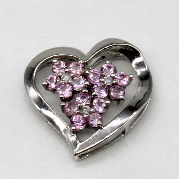 Pink Sapphire & Diamond Heart Pendant | 0.50ctw, 0.03ctw |