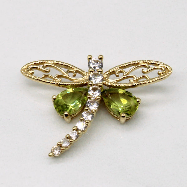 Peridot & Synthetic White Sapphire Dragonfly Pendant | 0.80ctw, 0.25ctw |