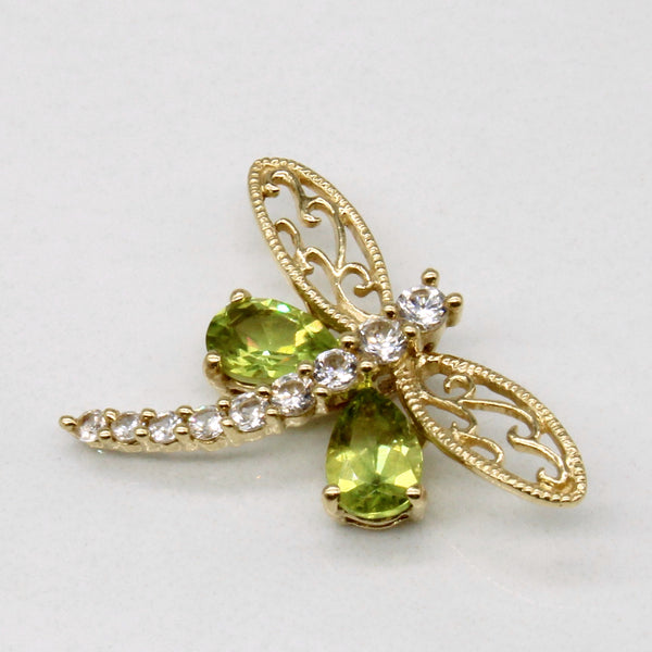 Peridot & Synthetic White Sapphire Dragonfly Pendant | 0.80ctw, 0.25ctw |
