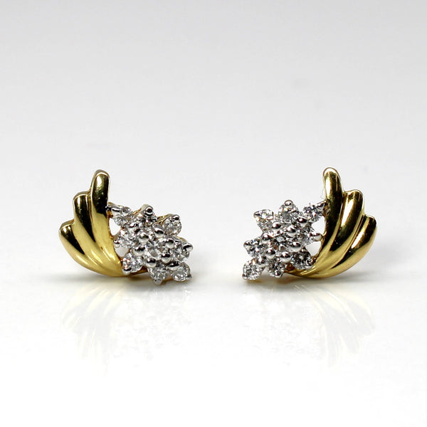 Cluster Diamond Gold Earrings | 0.24ctw |