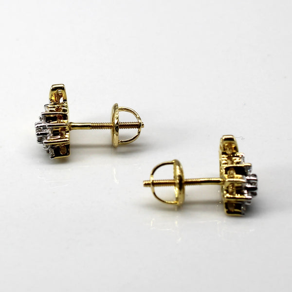 Cluster Diamond Gold Earrings | 0.24ctw |