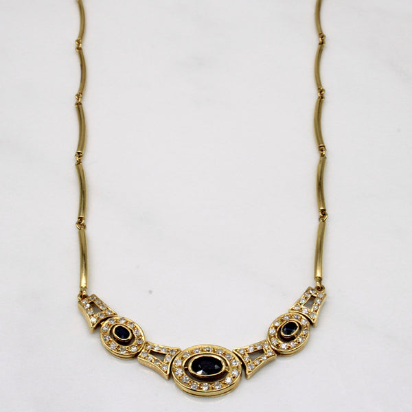Diamond & Sapphire Pendant Necklace | 0.70ctw, 0.65ctw | 14