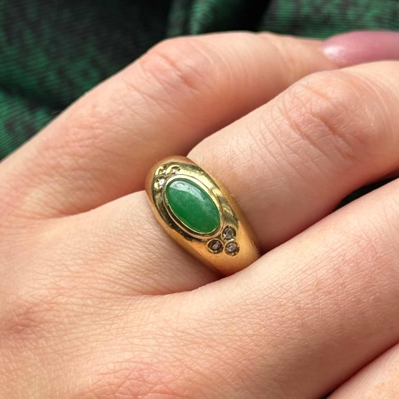 Jadeite & Diamond Cocktail Ring | 1.00ct, 0.06ctw | SZ 5 |