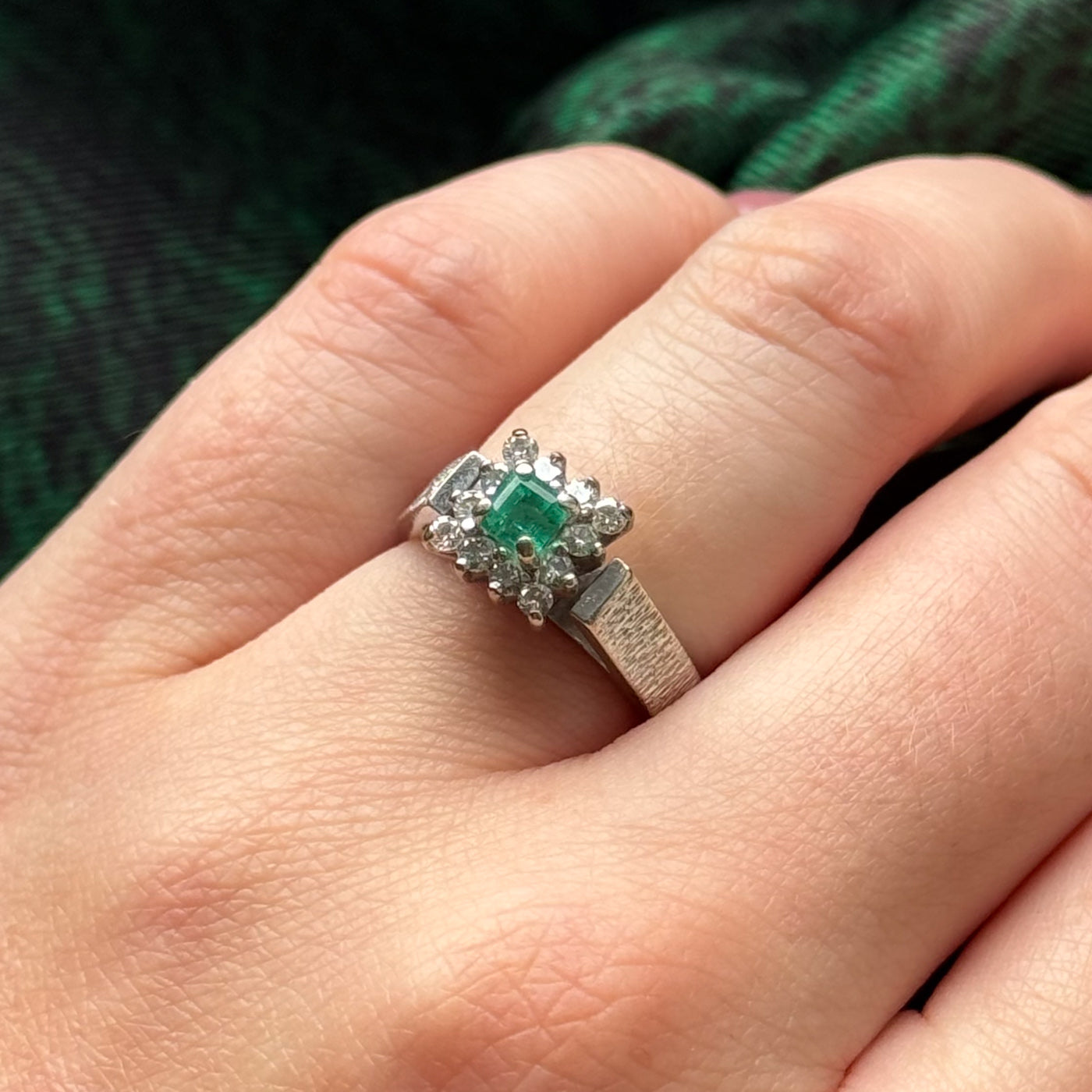 High Set Emerald & Diamond Ring | 0.30ct, 0.24ctw | SZ 5 |