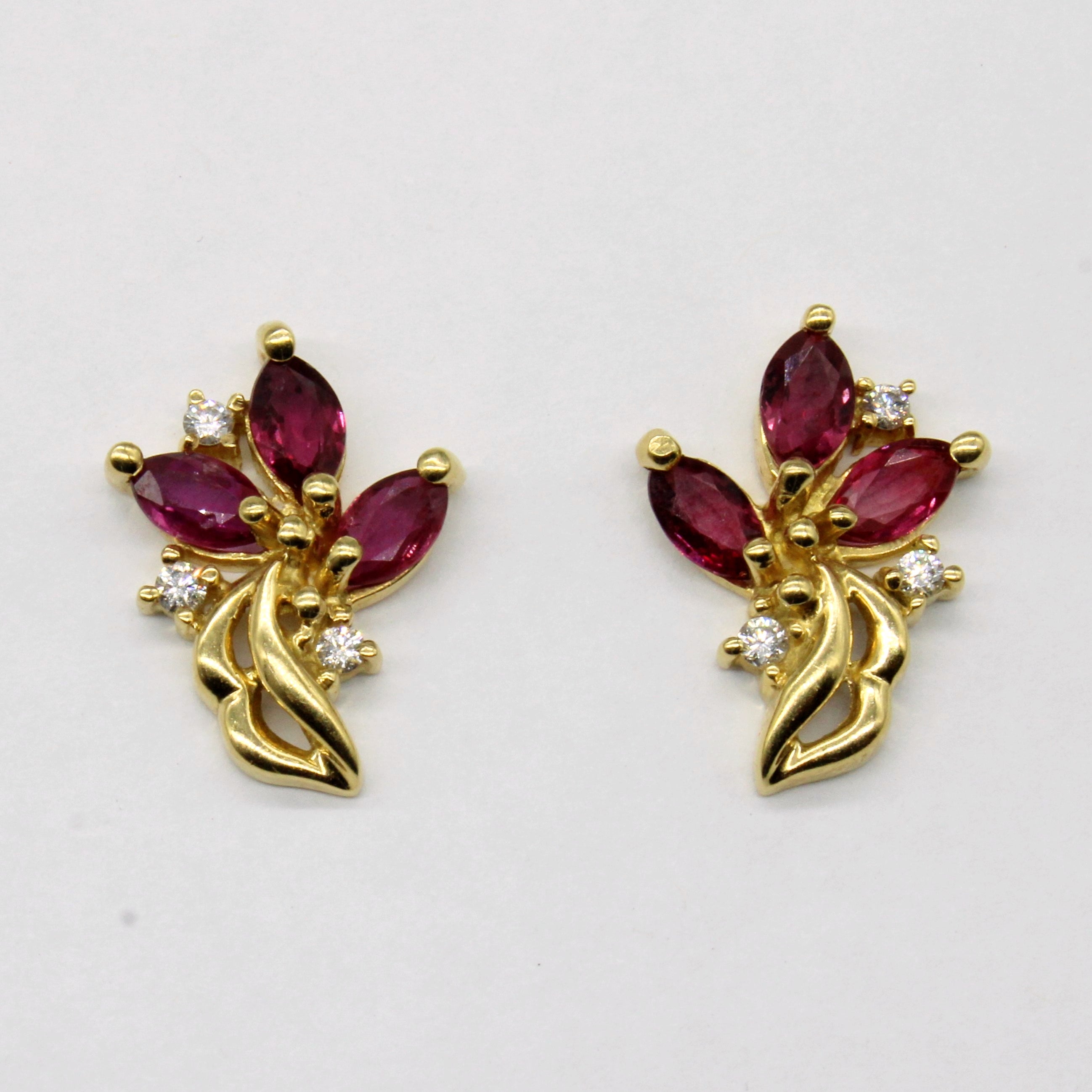 Ruby & Diamond Earrings | 0.80ctw, 0.09ctw |