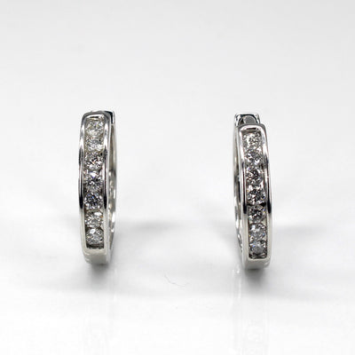 Channel Diamond White Gold Hoops | 0.50ctw |