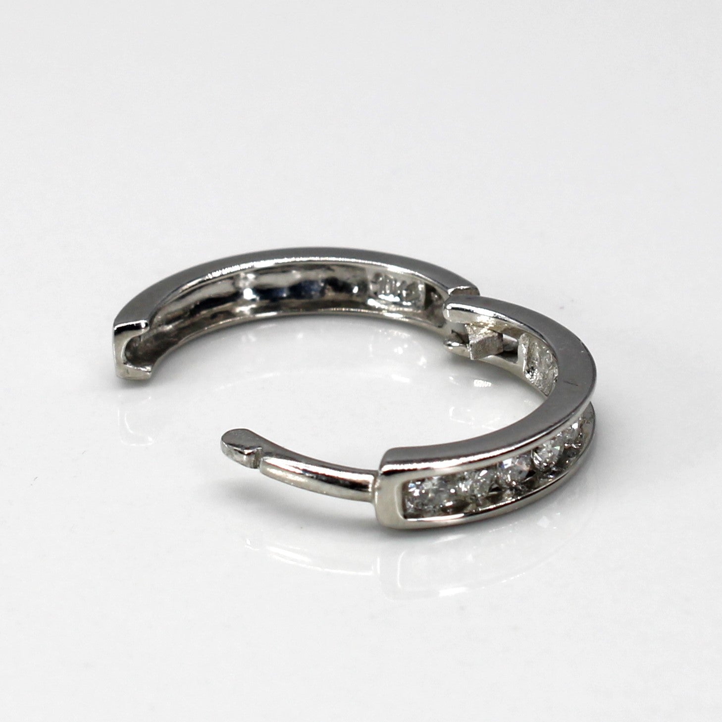 Channel Diamond White Gold Hoops | 0.50ctw |