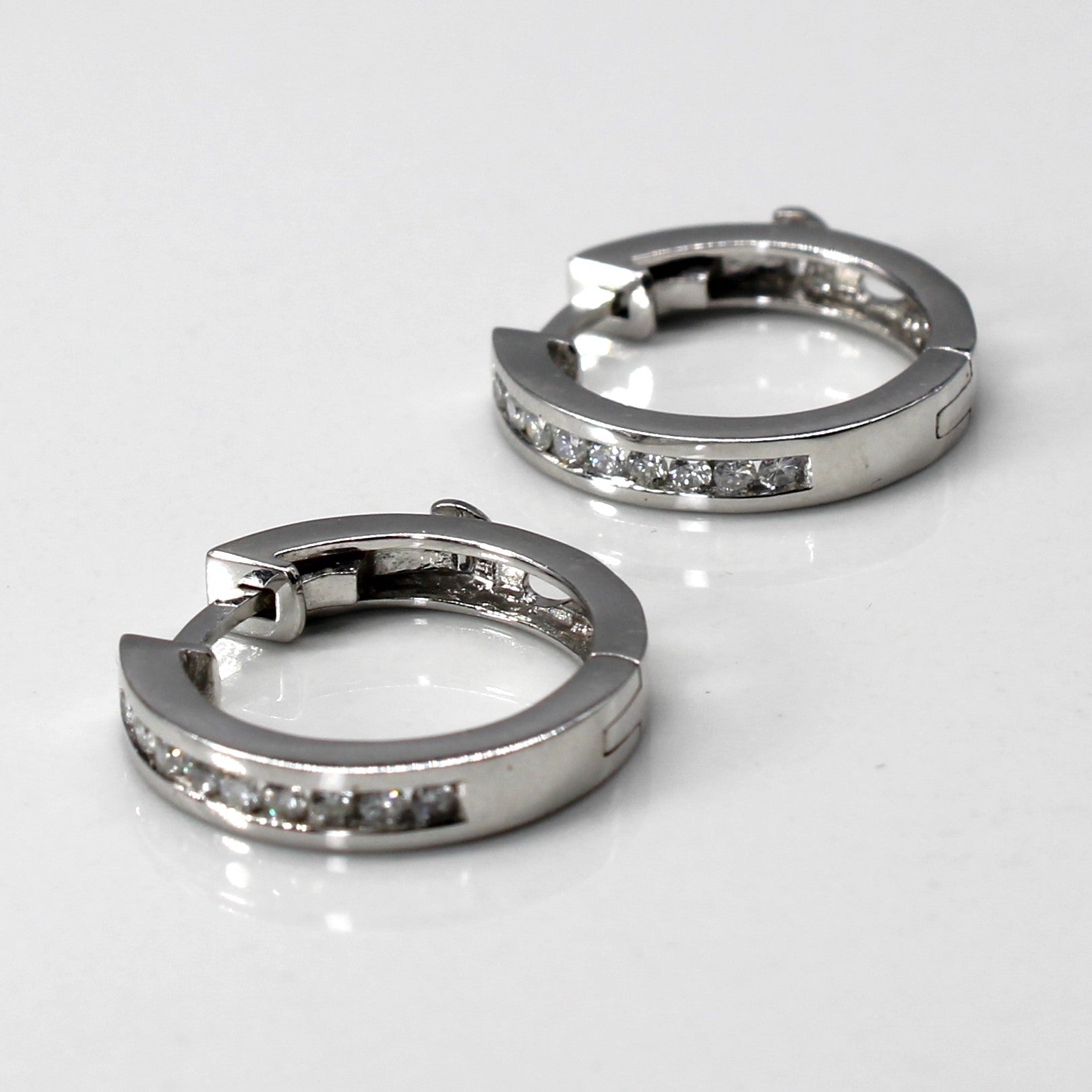 Channel Diamond Hoop Earrings | 0.20ctw |