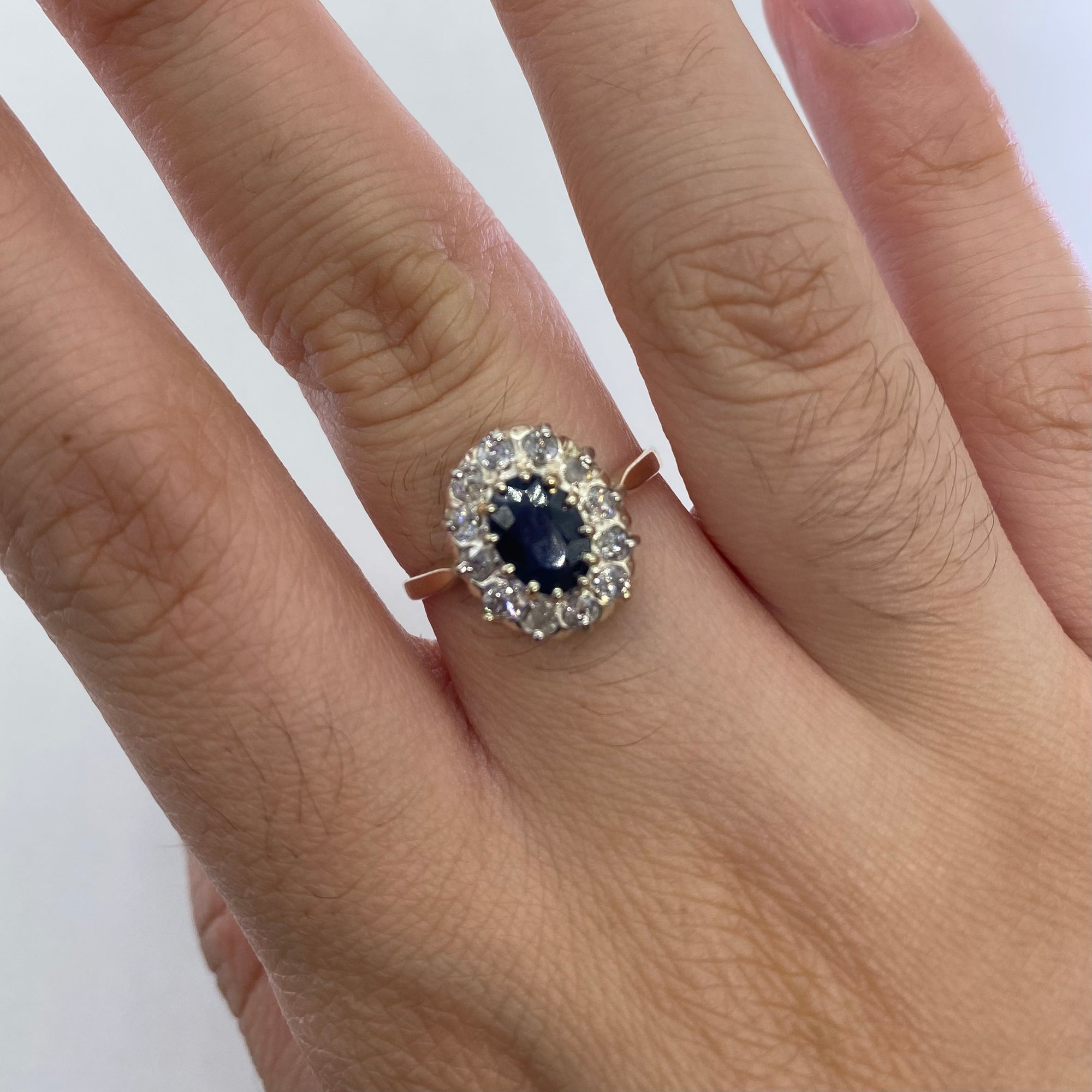 Antique Sapphire and Diamond Cluster Ring | 0.75ct, 0.48ctw | SZ 7 |