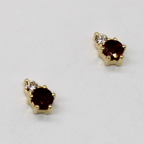 Ruby & Diamond Stud Earrings | 0.40ctw, 0.09ctw |