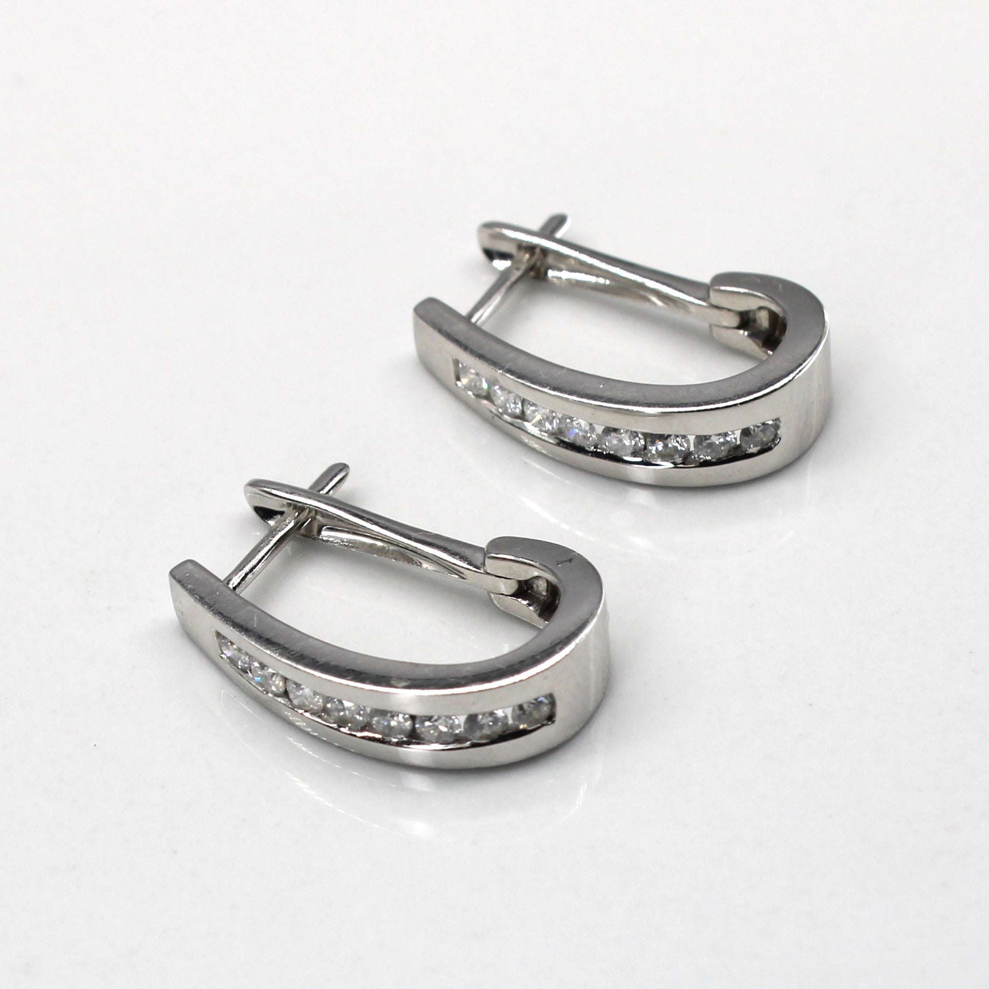 Channel Set Diamond Huggie Earrings | 0.32ctw |