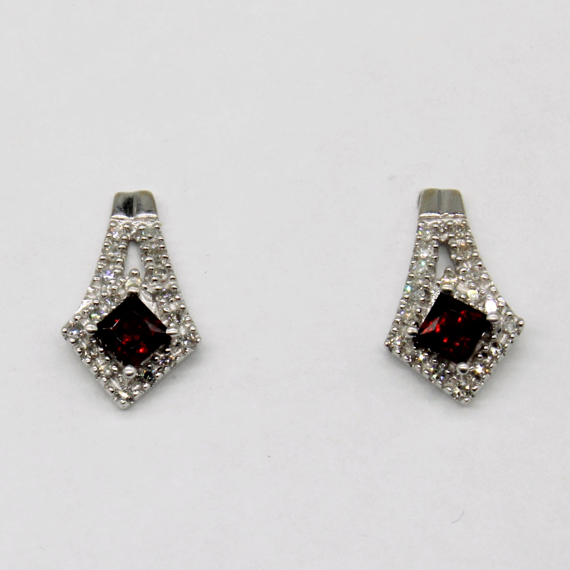 Garnet & Diamond Drop Earrings | 0.36ctw, 0.11ctw |