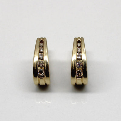 Channel Diamond Huggie Earrings | 0.20ctw |